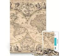 Puzzle con mappa del mondo antico per ragazzi, 1000 pezzi, gioco intelligente per tutta la famiglia, assemblaggio con motivo a tema Babbo Natale (38x52cm)