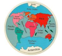 Puzzle con Mappa del Mondo con continenti e oceani, Mappa del Mondo Rotonda in Legno da 12 Pollici, Puzzle interattivo per Bambini, di apprendimento, Giocattolo educativo, Regalo per ragazz