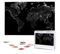 Puzzle con mappa del mondo nera da foto 1000 pezzi puzzle in legno personalizzato impegnativo puzzle per adulti immagine personalizzata regali per famiglia matrimonio amico