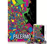 Puzzle con mappa della città di Palermo per ragazzi,1000 pezzi,esercizio di logica,evasione rilassante,bordi netti,regalo delizioso (38x26cm)
