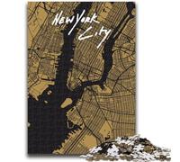 Puzzle con mappa dorata di New York City, 1000 pezzi per adolescenti, gioco stimolante, giocattoli, decorazioni da parete, regali unici per compleanno e Natale, 1000 pezzi (26x38cm)