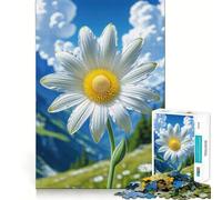 Puzzle con margherita bianca in un prato di montagna,1000 pezzi,gioco cognitivo divertente,taglio di alta precisione, alleviare lo stress (38x26cm)