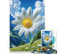 Puzzle con margherita bianca in un prato di montagna per ragazzi,1000 pezzi,gioco stimolante per la mente,montaggio sicuro e attività di gruppo per i propri cari (50x75cm)