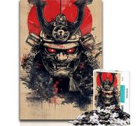 Puzzle con maschera dello Shogun giapponese per adolescenti, puzzle da 1000 pezzi, antistress per ammazzare il tempo durante le vacanze, con poster abbinato e foglio di quiz, 38x26cm