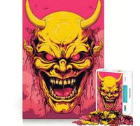 Puzzle con maschera Oni gialla per adolescenti,1000 pezzi,gioco di abilità mentale,taglio laser per un montaggio perfetto,momento di tranquillità,esercizio mentale a casa (38x52cm)