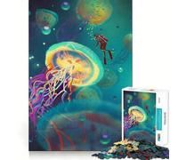 Puzzle con meduse ad acquerello per adulti,1000 punti da incastrare,facile da imparare,divertimento per tutta la famiglia (38x26cm)
