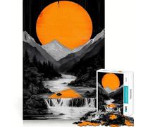 Puzzle con montagne al tramonto arancione per ragazzi, 1000 pezzi, stimola la memoria, gioco al chiuso, assemblaggio di immagini, regalo per le vacanze (50x75cm)