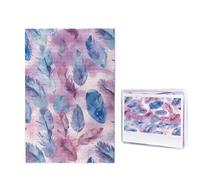 Puzzle con motivo a piume blu, 1000 pezzi, puzzle personalizzato in legno per adulti, foto puzzle arte da appendere alla parete, decorazione per compleanno, matrimonio, San Valentino, anniversario
