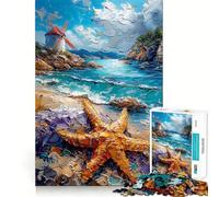 Puzzle con mulino a vento e stella marina,1000 pezzi,gioco di abilità mentale,pezzi a incastro precisi,divertimento in famiglia,attività serale (50x75cm)