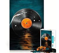 Puzzle con musica in vinile,1000 pezzi,gioco di concentrazione mentale,design a incastro preciso,sfida interattiva per il cervello per la casa (38x26cm)