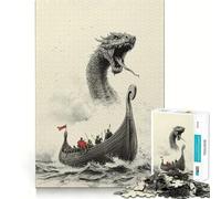 Puzzle con nave vichinga e serpente marino per ragazzi,1000 pezzi,gioco che migliora le capacità cognitive,pezzi di dimensioni uniformi e precisi,attività divertente per tutta la famiglia (38x26cm)