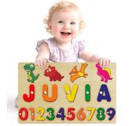 Puzzle con nome personalizzato per bambini 1-3 - Puzzle con nome per bambini, puzzle personalizzato in legno con animali, regali per bambini, baby shower, Natale, regalo per neonati, regali per 1, 2 e