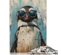 Puzzle con occhiali da sole a forma di pinguino, materiali ecologici, 100% cartone riciclato, per adulti e bambini, regalo di Natale, 1000 pezzi (75x50 cm)