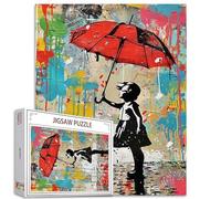 Puzzle con ombrello rosso, 1000 pezzi, per adulti, astratto stile Banksy, puzzle per impegnativi giochi di attività familiari colorati fai da te per regali decorativi per la casa