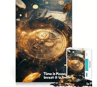 Puzzle con orologio e citazioni "Il tempo è denaro" per adolescenti, 1000 pezzi, gioco di logica, antistress, bordi trasparenti, regalo classico 38x26cm