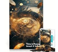 Puzzle con orologio e citazioni "Il tempo è denaro" per adulti, 1000 pezzi, gioco intelligente e rilassante, taglio preciso, oggetto da collezione 50x75cm