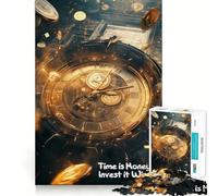 Puzzle con orologio e citazioni "Il tempo è denaro" per adulti, 1000 pezzi, Smart Reason Toy Group, Joy, bordi lisci, opera d'arte 38x52cm