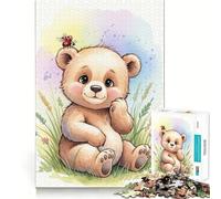 Puzzle con orsetto di peluche e coccinella ad acquerello per ragazzi,1000 pezzi,gioco che migliora le capacità cognitive,pezzi di dimensioni uniformi e precisi,attività divertente