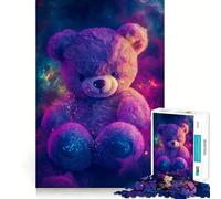 Puzzle con orsetto viola nello spazio per ragazzi, 1000 pezzi, stimola la memoria, gioco da interno, assemblaggio di immagini, regalo per le vacanze (50x75cm)