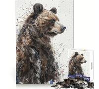 Puzzle con orso e schizzi d'inchiostro per ragazzi, 1000 pezzi, memoria nitida, svago, piacere, bordi puliti, regalo invernale (38x52cm)