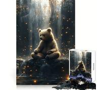Puzzle con orso in meditazione e cascata per adulti, 1000 pezzi, stimolante per la mente, facile da assemblare e rilassante, ideale come regalo di compleanno (38x52cm)