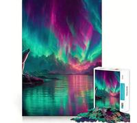 Puzzle con orso polare e aurora boreale per ragazzi, 1000 pezzi, giocattolo divertente e stimolante per il tempo libero, con ritagli trasparenti, decorazione murale (38x26cm)