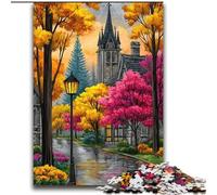 Puzzle con paesaggi urbani autunnali per adolescenti, giocattoli educativi per l'apprendimento, giochi per famiglie adatti per la decorazione della scrivania (70x100cm)