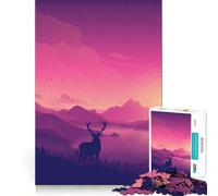 Puzzle con paesaggio al tramonto e cervi per ragazzi, 1000 pezzi, attività per lo sviluppo delle capacità cognitive a casa, bordi precisi, regalo festivo 38x52cm
