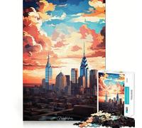 Puzzle con paesaggio di Filadelfia e dipinto ad olio per adolescenti, 1000 pezzi, gioco per esercitare la mente, design rilassante, assemblaggio, sorpresa di Natale (38x26cm)
