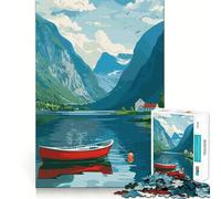 Puzzle con paesaggio di fiordi norvegesi per ragazzi, 1000 pezzi, stimola la memoria, gioco al chiuso, assemblaggio di immagini, regalo per le vacanze (38x52cm)