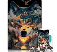 Puzzle con paesaggio di lupi nella foresta per adolescenti, 1000 pezzi, per ammazzare il tempo durante le vacanze, ogni pezzo è unico, un gioco stimolante e divertente per tutta la famiglia, 38x26cm