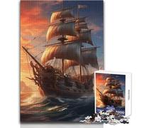 Puzzle con paesaggio di navi pirata per adulti, 1000 pezzi, gioco di apprendimento, sfida mentale, sorpresa premurosa per le celebrazioni, dimensioni 38x26cm