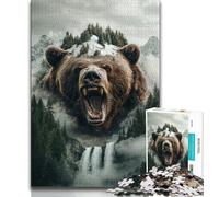 Puzzle con paesaggio di orso bruno nella foresta per adulti, per gioco educativo e sfida giocattolo, ideale come regalo per tutta la famiglia, 50x75cm