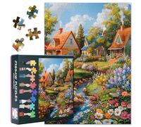 Puzzle con paesaggio floreale, puzzle di fiori per adulti, 1000 pezzi, puzzle difficile difficile difficile impegnativo per adulti, puzzle casa lago per adulti 50 x 68 cm