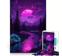 Puzzle con paesaggio fluviale al neon per ragazzi, 1000 pezzi, gioco di logica, divertimento per tutta la famiglia, taglio di precisione, (38x26cm)