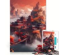 Puzzle con paesaggio giapponese e pagoda per ragazzi, 1000 pezzi, stimola la memoria, gioco al chiuso, assemblaggio di immagini, regalo per le vacanze (38x52cm)