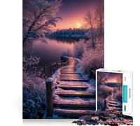 Puzzle con paesaggio invernale del lago per ragazzi,1000 pezzi,stimolante per la mente,divertente,con componenti robusti e ben definiti,un'attività di gruppo emozionante (50x75cm)