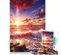 Puzzle con paesaggio marino al tramonto per ragazzi, 1000 pezzi, stimola la memoria, divertente e rilassante, con bordi precisi, regalo artistico 38x52cm