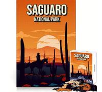 Puzzle con paesaggio naturale del Parco Nazionale di Saguaro al tramonto,1000 pezzi,per concentrazione,rilassamento e divertimento,con taglio liscio,ideale come regalo di compleanno (50x75cm)