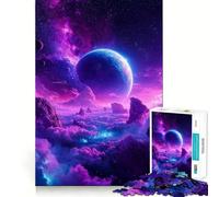 Puzzle con paesaggio spaziale viola e pianeti, 1000 pezzi, per ragazzi, gioco intelligente, per tutta la famiglia, da assemblare, ideale per i desideri di Babbo Natale (50x75cm)