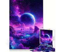 Puzzle con paesaggio spaziale viola e pianeti, 1000 pezzi, per ragazzi, gioco intelligente, per tutta la famiglia, da assemblare, ideale per i desideri di Babbo Natale (50x75cm)