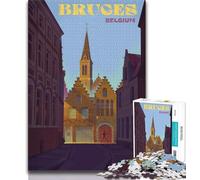 Puzzle con paesaggio urbano di Bruges, Belgio, per adolescenti, 1000 pezzi, gioco stimolante e per tutta la famiglia, con pezzi completamente interconnessi e di forma casuale, 50x75cm