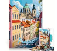 Puzzle con paesaggio urbano di Praga per ragazzi, 1000 pezzi, gioco cognitivo, hobby tranquillo, bordo di alta qualità, regalo di Natale 38x26cm
