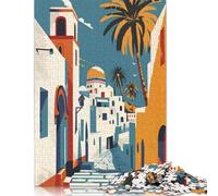 Puzzle con paesaggio urbano di Tunisi da 1000 pezzi per adolescenti, regali per adulti, puzzle in legno sostenibili per adulti | Giochi da 1000 pezzi (75x50 cm)