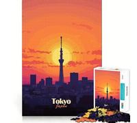 Puzzle con panorama di Tokyo al tramonto per ragazzi, 1000 pezzi, gioco di logica, passatempo per la casa, taglio preciso, regalo per le festività 38x26cm