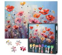 Puzzle con papaveri da 1000 pezzi, puzzle da 1000 pezzi, difficile e stimolante, motivo floreale fiorito, 70 x 50 cm, serata di gioco e decorazioni per la casa (serie botanica)