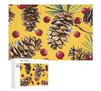 Puzzle con pigne e mirtilli rossi, 1000 pezzi, puzzle in legno personalizzato per adulti e amici, idea regalo per matrimonio, compleanno, San Valentino, decorazione per la casa