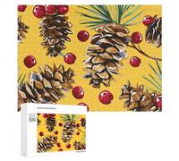 Puzzle con pigne e mirtilli rossi, 500 pezzi, puzzle in legno personalizzato per adulti e amici, idea regalo per matrimonio, compleanno, San Valentino, decorazione per la casa