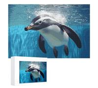 Puzzle con pinguino che nuota 1000 pezzi puzzle personalizzati per adulti foto puzzle per famiglia impegnativo puzzle con borsa portaoggetti decorazione per la casa puzzle