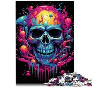 Puzzle con pittura a colori, teschio, 1000 pezzi, per adulti, regali, puzzle in legno, gioco di famiglia, antistress, puzzle difficile, 1000 pezzi (50 x 75 cm)